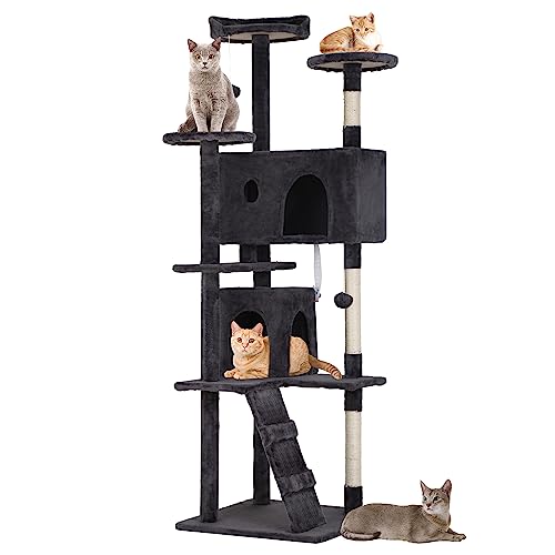 MegiaExist 177,8 cm großer Kratzbaum für Indoor-Katzen, mehrstufiges Katzenmöbel, Aktivitätszentrum mit Katzenkratzstämmen, Ständer, Haus, Katzenhaus mit lustigem Spielzeug für Kätzchen, Haustier-Spi von BestPet