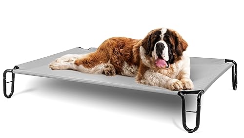 BestVida Erhöhtes Hundebett, 122 x 83,8 x 20,3 cm, groß, Grau von BestVida