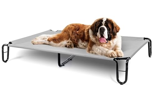 BestVida Erhöhtes Hundebett, 122 x 83,8 x 20,3 cm, groß, Grau von BestVida