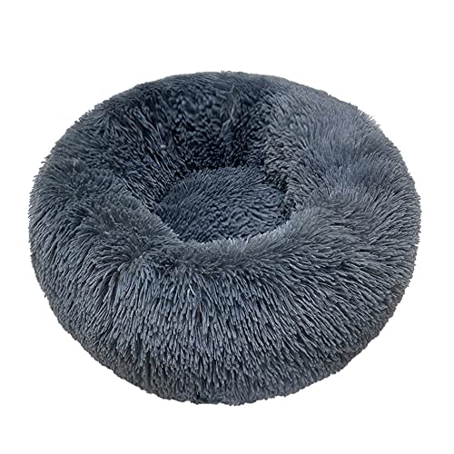 Bestenrose Hundebett Rund Hundekissen Hundesofa Haustierbett für Katzen und Hunde Rundes Plüsch Katzenbett Donut Waschbar Flauschig Katzenkissen für Katzen Hunde Rundes (40 cm (1er Pack), Dunkelgrau) von Bestenrose