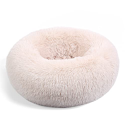 Bestenrose Hundebett Rund Hundekissen Hundesofa Haustierbett für Katzen und Hunde Rundes Plüsch Katzenbett Donut Waschbar Flauschig Katzenkissen für Katzen Hunde Rundes (40 cm (1er Pack), Beige) von Bestenrose