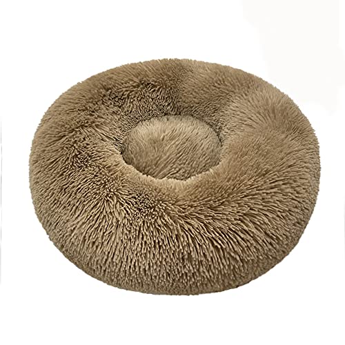 Bestenrose Hundebett Rund Hundekissen Hundesofa Haustierbett für Katzen und Hunde Rundes Plüsch Katzenbett Donut Waschbar Flauschig Katzenkissen für Katzen Hunde Rundes (40 cm (1er Pack), Braun) von Bestenrose