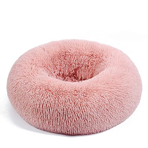 Bestenrose Hundebett Rund Hundekissen Hundesofa Haustierbett für Katzen und Hunde Rundes Plüsch Katzenbett Donut Waschbar Flauschig Katzenkissen für Katzen Hunde Rundes (40 cm (1er Pack), Rosa) von Bestenrose