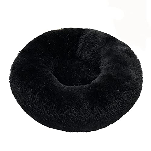 Bestenrose Hundebett Rund Hundekissen Hundesofa Haustierbett für Katzen und Hunde Rundes Plüsch Katzenbett Donut Waschbar Flauschig Katzenkissen für Katzen Hunde Rundes (40 cm (1er Pack), Schwarz) von Bestenrose