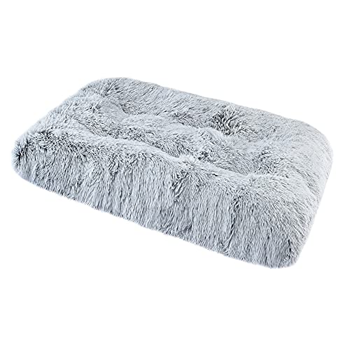 Bestenrose Plüsch HundeBett Quadrat Weiches Haustierbett Mittelgroße Hunde Hundesofa Waschbar Hundekissen Hundematratze Hundeliege Flauschig Warme Katzen Matte für Sofa und Couch (M(94x63cm), Grau) von Bestenrose