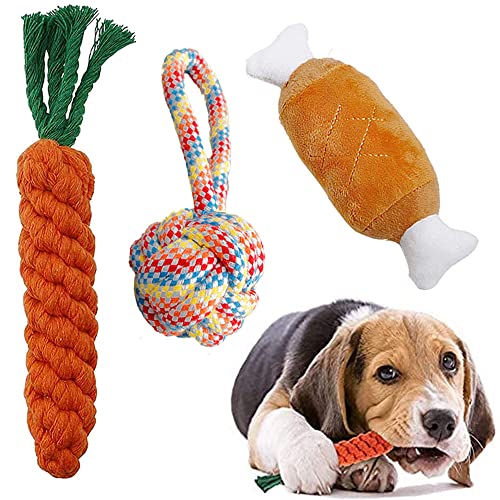 Bestevery 3 Stück Hundespielzeug Set, Hundeseile, Interaktives Pet Rope Spielzeug, Haustier Kauspielzeug, Hergestellt aus Natürlicher Baumwolle, für Kleine und Mittelgroße Hunde (Zufällige Farbe) von Bestevery