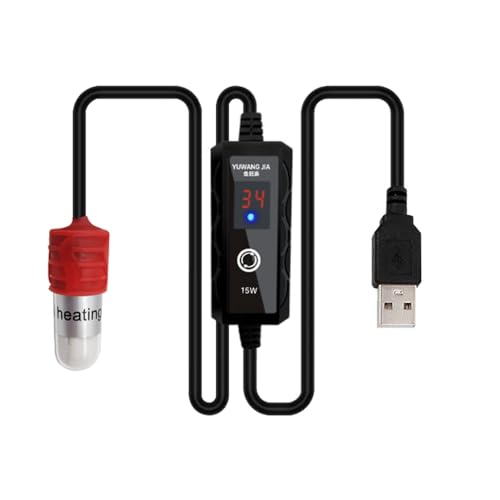 Bestgle Aquarienheizer, wasserdicht, USB-betrieben, einstellbarer Thermostat, Aquariumheizung für kleine Fischtanks von Bestgle