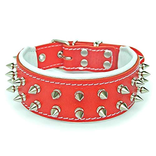 Bestia™ "Frenchie Echtleder Hundehalsband mit Schraubspitzen in Rot. Handgefertigt. Top Qualität! von Bestia