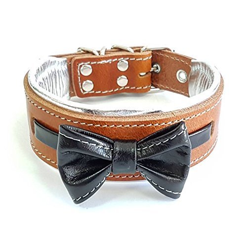 Bestia "Bowtie'' Hundehalsband mit Lederfliege.Handgemacht. 100% Leder. Schäferhund. Bulldog. Terrier. Labrador. Retriever von Bestia