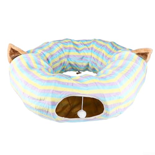 Besttoolifes Faltbarer Katzentunnel, Haustier-Spielspielzeug, interaktives Flanellrohr mit Matte, zusammenklappbares Kätzchenversteck für Indoor-Katzen, 80 cm Durchmesser, 25 cm Durchgang, von Besttoolifes