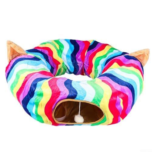 Besttoolifes Faltbarer Katzentunnel, Haustier-Spielspielzeug, interaktives Flanellrohr mit Matte, zusammenklappbares Kätzchenversteck für Indoor-Katzen, 80 cm Durchmesser, 25 cm Durchgang, von Besttoolifes