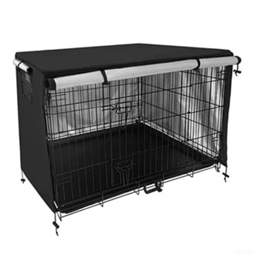 Besttoolifes Oxford Cloth Pet Cage Cover Outdoor Dog House Shelter Waterproof Kennel Cover with Zipper Door Breathable Mesh Windows for Wire Crates(black 124.5 * 79cm) von Besttoolifes