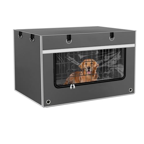 Bethshaya Reißfeste Abdeckung für Hundekäfige, 61 cm, 1680D, ultra-schweres, winddichtes Gewebe, doppelseitiges Fensterdesign für effiziente Entfeuchtung und Belüftung. Geeignet für Hundekäfige aus von Bethshaya