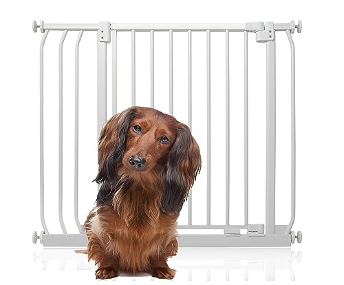 Bettacare Elite Hundegitter, 80cm - 89cm, Matt Weiß, Druckbefestigung Hundegitter für Hunde und Welpen,Barrière Einfache Installation von Bettacare