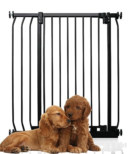 Bettacare Extra Tall Elite Hundegitter, 80cm - 89cm, Matt Schwarz, Extra Hoch 96.8cm in der Höhe, Druckbefestigung Hundegitter für Hunde und Welpen,Barrière Einfache Installation von Bettacare