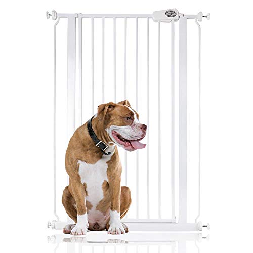 Bettacare Extra Tall Druckmontierte Premium Haustiergitter, 75cm - 84cm, Weiß, Druckmontierte Treppenschutzgitter für Hunde, Sicherheitsbarriere für Welpen, einfache Installation von Bettacare