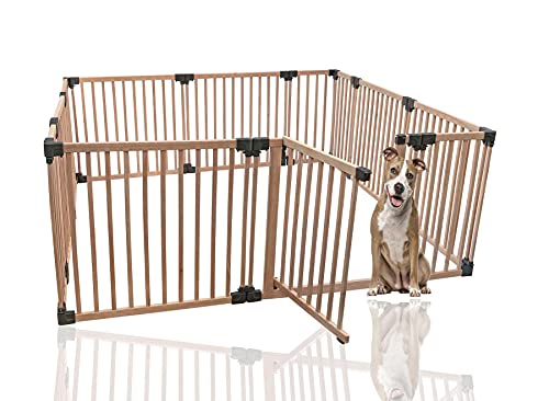 Bettacare Holz Tiergehege, 200cm x 200cm, Naturholz, Hundegehege für Haustiere, Hunde und Welpen, Hunde Spielgehege, Innen Hundebereich, einfache Installation. von Bettacare