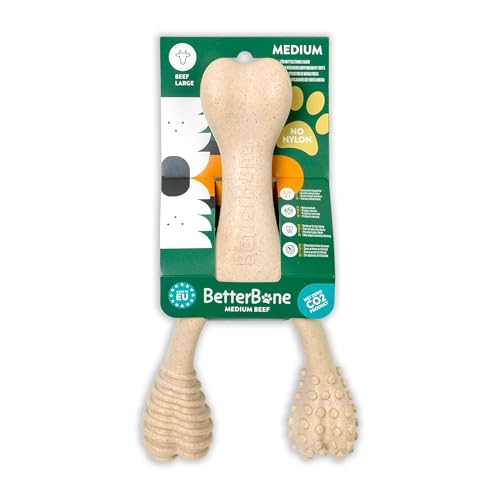 BetterBone - Hundespielzeug zum Kauen - Large Medium Beef - Kauknochen Hund Nylon- & GMO-frei auf Zellulosebasis - Kauspielzeug mittelhart mit Rindfleischgeschmack - Kauholz Splitterfrei & nachhaltig von BetterBone