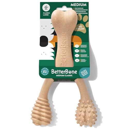 BetterBone - Hundespielzeug zum Kauen - Large Medium Classic - Veggie Kauknochen Hund Nylon- & GMO-frei auf Zellulosebasis - Kauspielzeug mittelhart neutraler Geschmack - Splitterfrei & hypoallergen von BetterBone