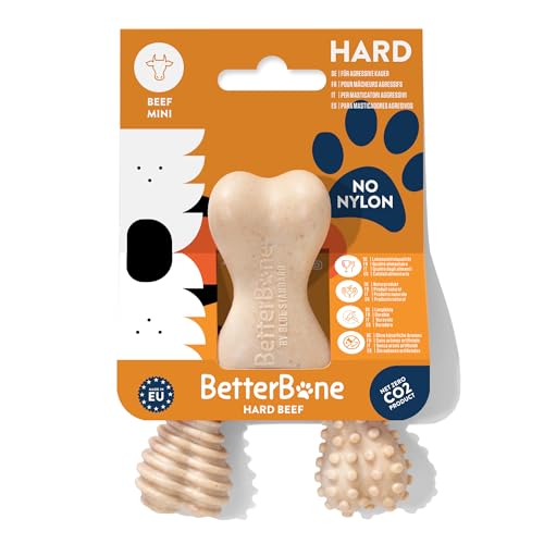 BetterBone - Hundespielzeug zum Kauen - Mini Hard Beef - Kauknochen Hund Nylon- & GMO-frei auf Zellulosebasis - Kauspielzeug extra hart mit Rindfleischgeschmack - Kauholz Splitterfrei & langlebig von BetterBone