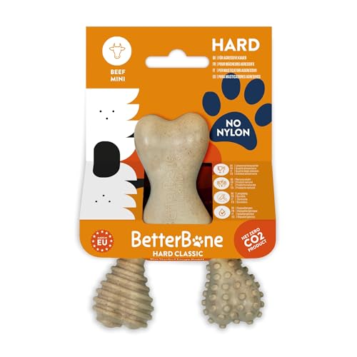 BetterBone - Hundespielzeug zum Kauen - Mini Hard Beef - Kauknochen Hund Nylon- & GMO-frei auf Zellulosebasis - Kauspielzeug extra hart mit Rindfleischgeschmack - Kauholz Splitterfrei & langlebig von BetterBone