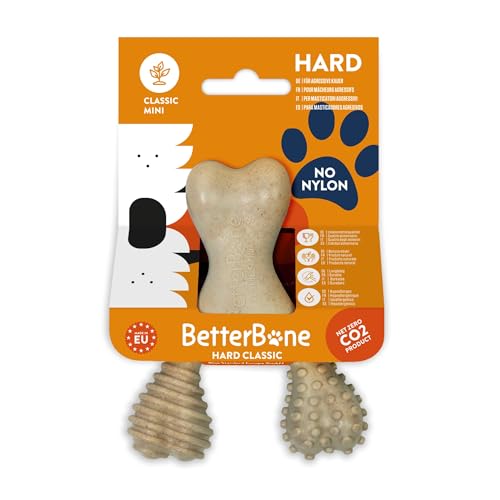 BetterBone - Hundespielzeug zum Kauen - Mini Hard Classic - Veggie Kauknochen Hund Nylon- & GMO-frei auf Zellulosebasis - Kauspielzeug extra hart - neutraler Geschmack - Splitterfrei & hypoallergen von BetterBone