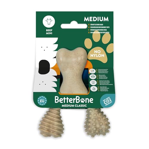 BetterBone - Hundespielzeug zum Kauen - Mini Medium Beef - Kauknochen Hund Nylon- & GMO-frei auf Zellulosebasis - Kauspielzeug mittelhart mit Rindfleischgeschmack - Kauholz Splitterfrei & nachhaltig von BetterBone