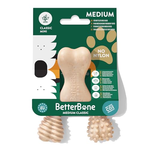 BetterBone - Hundespielzeug zum Kauen - Mini Medium Classic - Veggie Kauknochen Hund Nylon- & GMO-frei auf Zellulosebasis - Kauspielzeug mittelhart neutraler Geschmack - Splitterfrei & hypoallergen von BetterBone