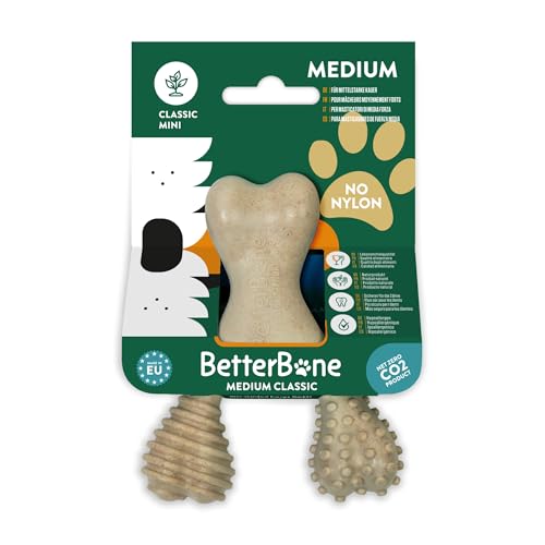 BetterBone - Hundespielzeug zum Kauen - Mini Medium Classic - Veggie Kauknochen Hund Nylon- & GMO-frei auf Zellulosebasis - Kauspielzeug mittelhart neutraler Geschmack - Splitterfrei & hypoallergen von BetterBone