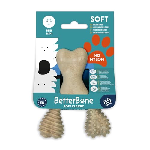 BetterBone - Hundespielzeug zum Kauen - Mini Soft Beef - Kauknochen Hund Nylon- & GMO-frei auf Zellulosebasis - Kauspielzeug weich mit leckerem Rindfleischgeschmack - Kauholz Splitterfrei & nachhaltig von BetterBone