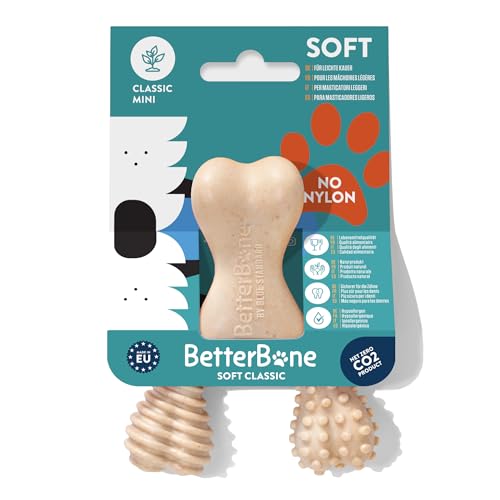 BetterBone - Hundespielzeug zum Kauen Mini Soft Classic - Veggie Kauknochen Hund Nylon- & GMO-frei auf Zellulosebasis - Kauspielzeug weich neutraler Geschmack - Splitterfrei, hypoallergen & nachhaltig von BetterBone