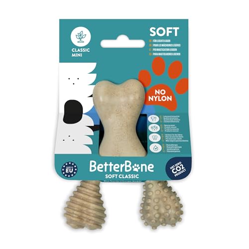 BetterBone - Hundespielzeug zum Kauen Mini Soft Classic - Veggie Kauknochen Hund Nylon- & GMO-frei auf Zellulosebasis - Kauspielzeug weich neutraler Geschmack - Splitterfrei, hypoallergen & nachhaltig von BetterBone