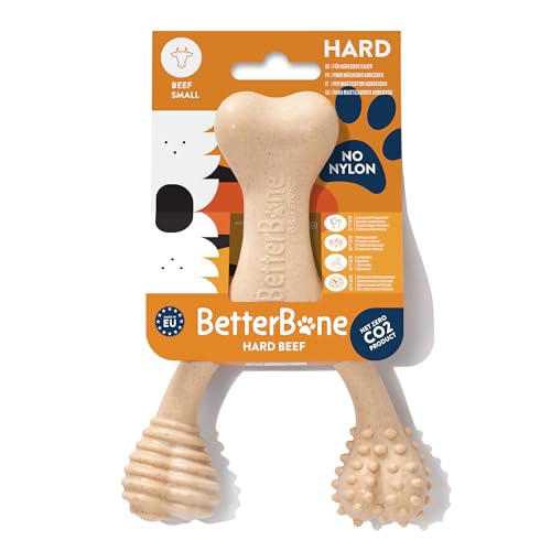 BetterBone - Hundespielzeug zum Kauen - Small Hard Beef - Kauknochen Hund Nylon- & GMO-frei auf Zellulosebasis - Kauspielzeug extra hart mit Rindfleischgeschmack - Kauholz Splitterfrei & langlebig von BetterBone