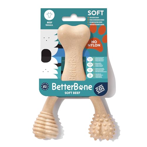 BetterBone - Hundespielzeug zum Kauen - Small Soft Beef - Kauknochen Hund Nylon- & GMO-frei auf Zellulosebasis, Kauspielzeug weich mit leckerem Rindfleischgeschmack - Kauholz Splitterfrei & nachhaltig von BetterBone