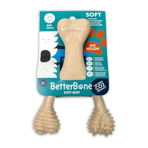 BetterBone - Hundespielzeug zum Kauen - Small Soft Beef - Kauknochen Hund Nylon- & GMO-frei auf Zellulosebasis, Kauspielzeug weich mit leckerem Rindfleischgeschmack - Kauholz Splitterfrei & nachhaltig von BetterBone