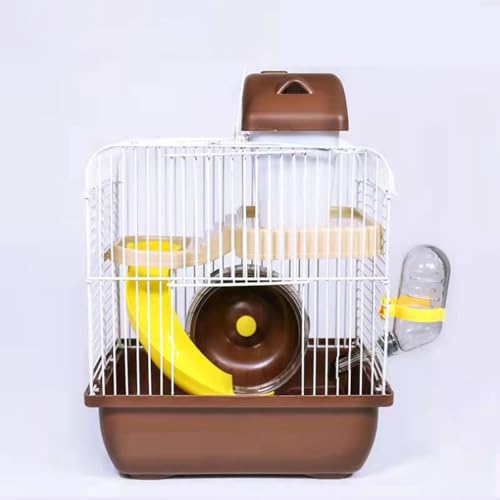 Beue Kleiner Hamsterkäfig, geeignet für kleine Hamster, Wüstenrennmäuse, Kaninchen und andere Kleintiere, tragbares Hamstermobil für den Ausflug, 23 * 18 * 30cm,Brown von Beue