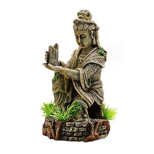 Vintage Buddha Skulptur für Aquarium Reptilien Tank Harz dekorative Ornament für amphibische Reptilien Haustiere und Fische Verstecke Lebensräume und Zucht Nester von Beue