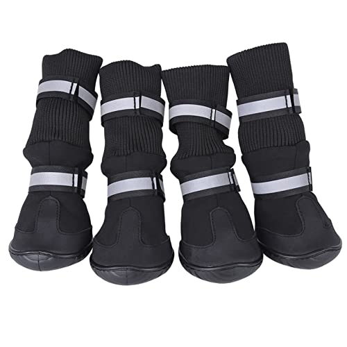 Beufee 4 Stück Hundestiefel, Hundeschuhe, Haustierschuhe, rutschfest, warme Hundestiefel, Hundestiefel, Stiefeletten für Hundepfoten, Hot Pavement, Hot Pavement Hundeschuhe (XL) von Beufee