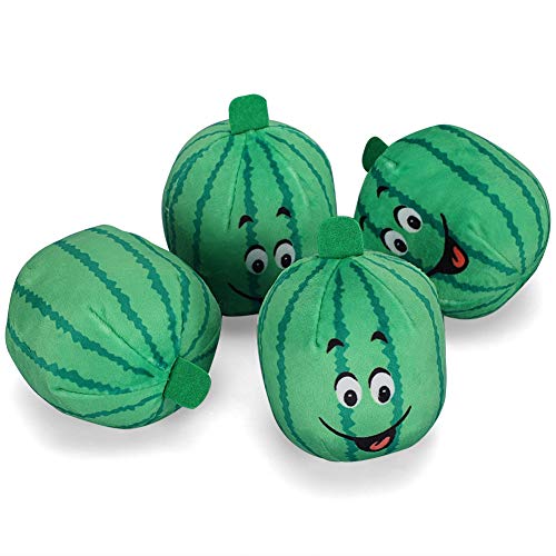 Beufee 4Pcs Squeaky Plush Dog Toys, Watermelon Dog Toy Funny Pet Plush Pet Toy with Fruits Shape Dog Toy for Small Dogs Cute Dog Chew Toys von Beufee