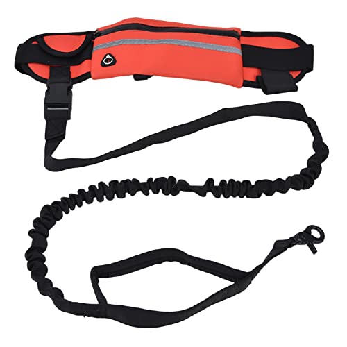 Hände Freistimmung Hundeleine, Taille Leine für Hunde Walking Reflective Strip Design Abnehmbarer Beutel Hunde Leine Taillengürtel zum Gehen (Red) von Beufee