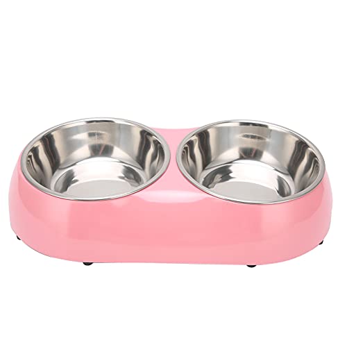 Haustier-Esstisch, doppelter Edelstahl-Bogen-Hundefutterspender, Rutschfester Futternapf, Hunde-Wassernapf-Spender, Hundenäpfe (Pink) von Beufee