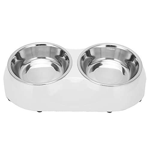 Haustier-Esstisch, doppelter Edelstahl-Bogen-Hundefutterspender, Rutschfester Futternapf, Hunde-Wassernapf-Spender, Hundenäpfe (White) von Beufee