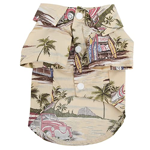 Haustierkleidung, Sommerhemden im hawaiianischen Stil, kühlendes Hundehemd, süßes Welpenhemd, Sweatshirt mit Kokosnussbaum-Aufdruck für Hunde und Katzen, Beige (M) von Beufee