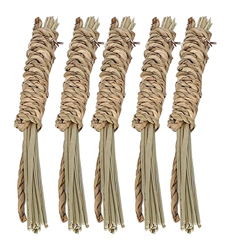 Haustierspielzeug, 5 Stück, Seegras-Kauspielzeug, Beißspielzeug, kleine Kaninchen, Hamster, spielende Kaustäbchen, Heimtierbedarf, Zubehör für kleine Tiere (Small aquatic grass rope chewing stick) von Beufee