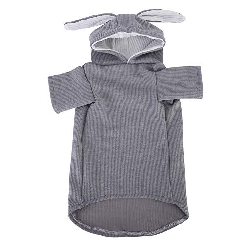 Kleine Haustier-Kostüme, Hasenohren-Kleidung, weiches Fleece-Häschen-Outfit für Haustiere mit Kapuze, warm halten, Kapuzen-Design, weiche Garn-Ohrabdeckungen, Haustier-Kostüm (S) von Beufee