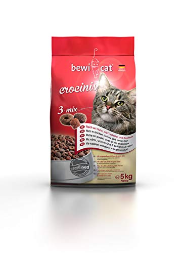 bewi cat Crocinis [5 kg] Katzenfutter | Für ausgewachsene Katzen ab dem 1. Jahr | 3-Mix Geschmack | für kastrierte Katzen geeignet von Bewi Dog