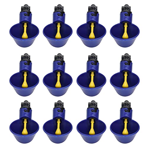 12Set Automatic Chicken Water Cup Waterer Kit Automatisch Umschaltbarer Hühner-Wasserspender mit Frühlings-Geflügel-Trinkmaschine für Automatische Farm (Kleine Blaue Schüssel + Schwarze Schraube) von Bewinner