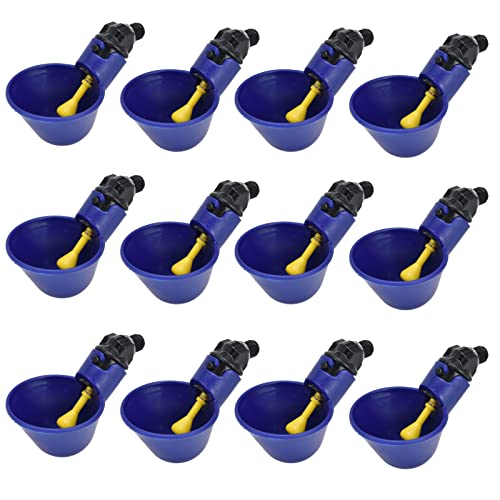 12Set Automatic Chicken Water Cup Waterer Kit G1/8 Außengewinde Chicken Water Cup Geflügel Trinkmaschine für Automatische Farm (Kleine Blaue Schüssel + Schwarze Schraube) von Bewinner