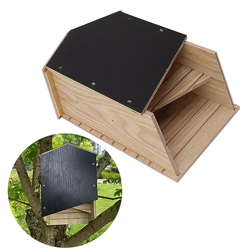 Bat House Kit, Wetterbeständiger Doppelkammer-Fledermauskasten-Unterstand, Wasserdichtes Fledermaushaus aus Verbundholz für den Innen- und Außenbereich von Bewinner