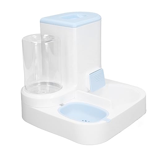 Bewinner Futterautomat Katze 2-in-1 Einteilig – 1 L Wasserschale und 2,2 L Großer Getreidespeicher, Multifunktionaler Katzenfutter Automat und Wasser (Blue) von Bewinner